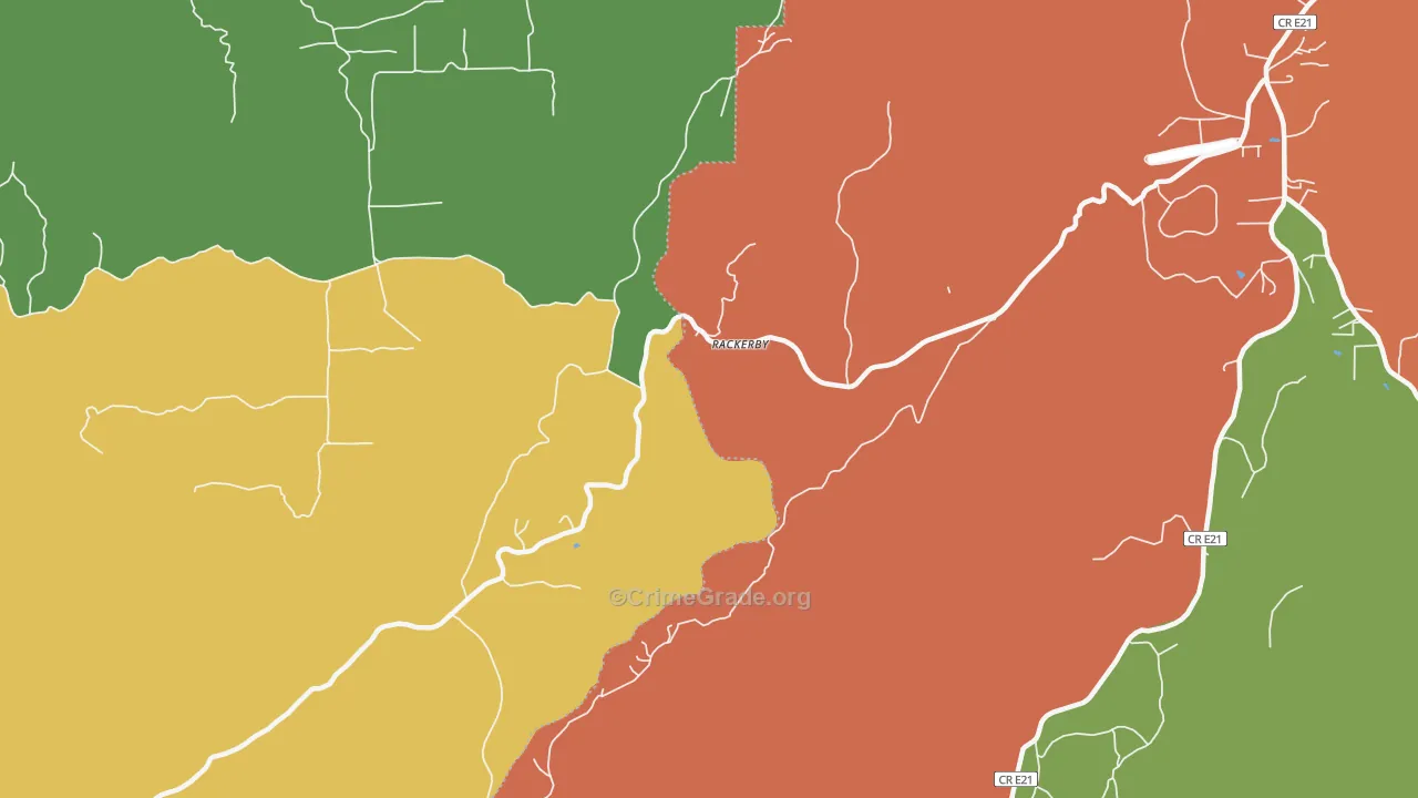 Rackerby, CA Map of Assault Rates