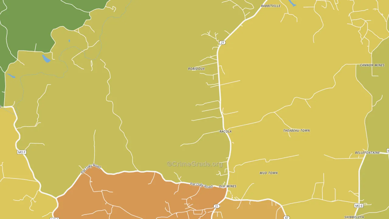 Racola, MO Map of Assault Rates