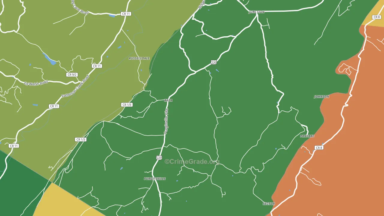 Rada, WV Map of Assault Rates