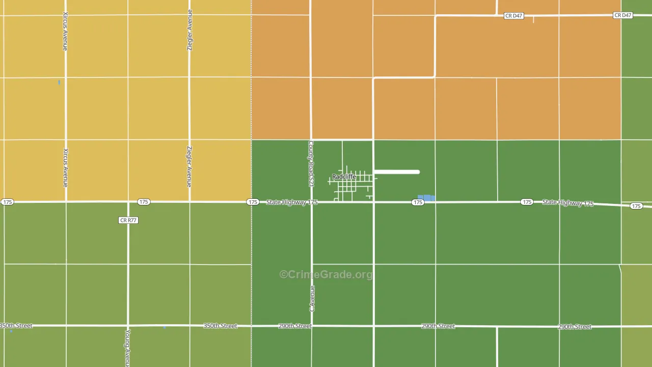 Radcliffe, IA Map of Assault Rates