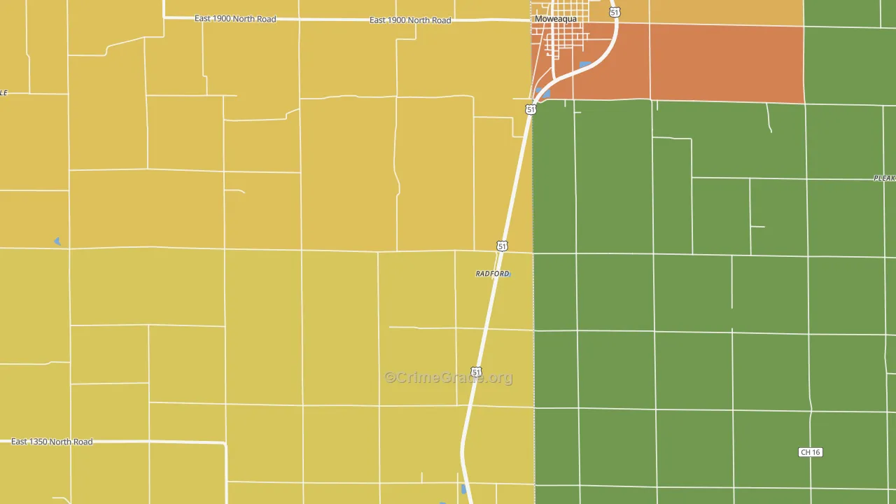 Radford, IL Map of Assault Rates