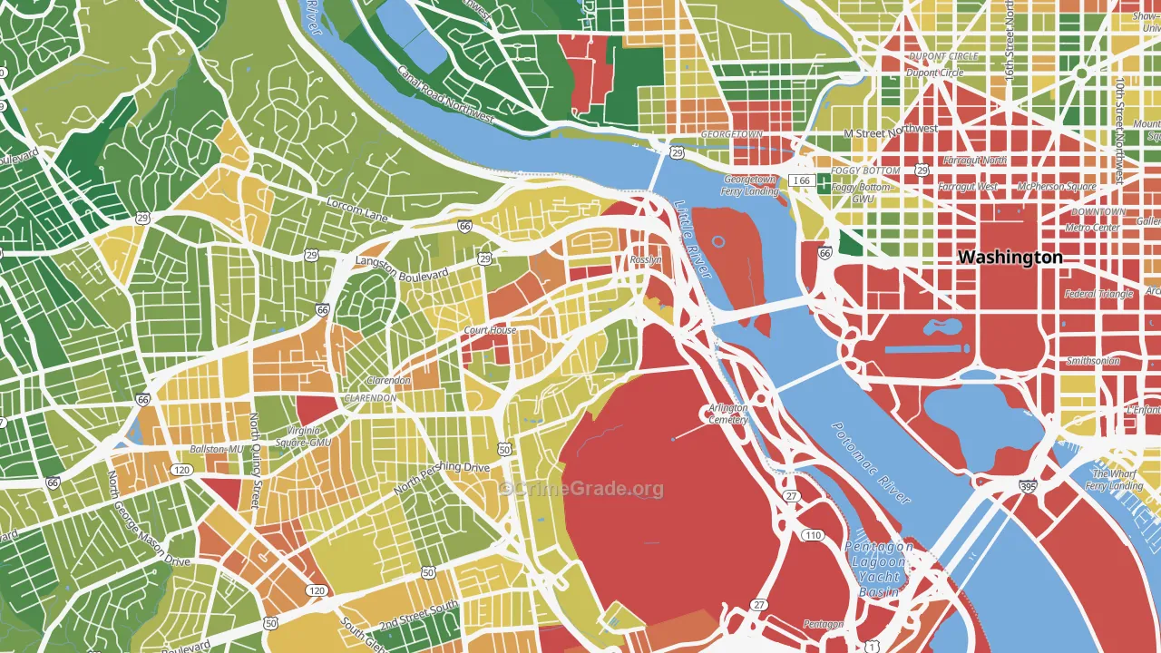 Radnor-Ft Myer Heights, Arlington, VA Map of Assault Rates
