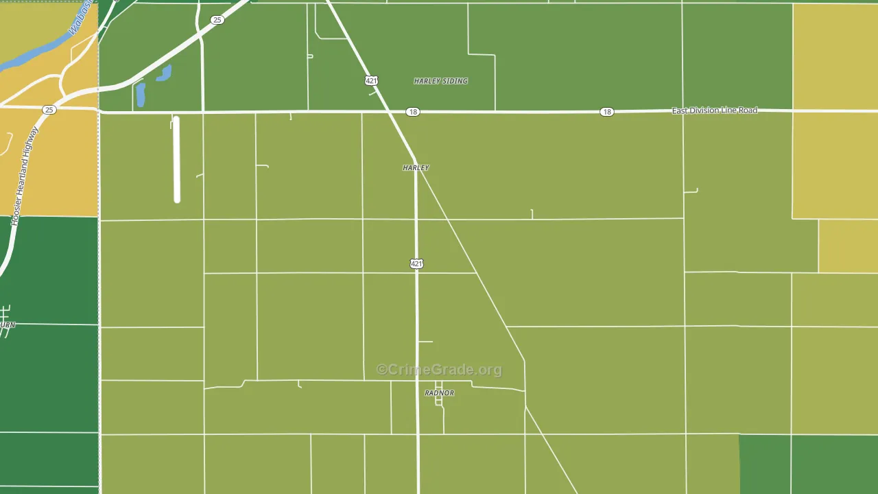 Radnor, IN Map of Assault Rates