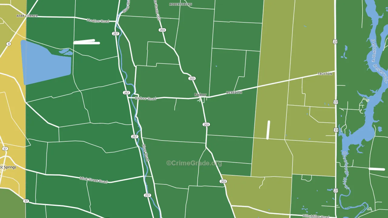 Radnor, OH Map of Assault Rates