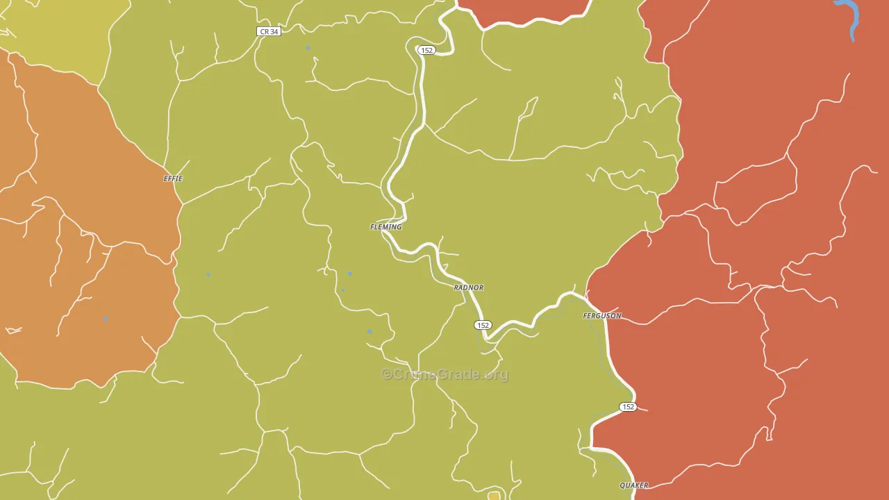 Radnor, WV Map of Assault Rates