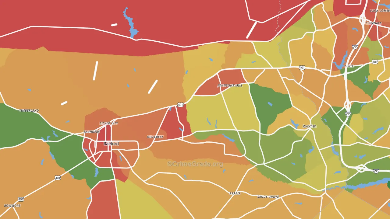 Raeford, NC Map of Assault Rates