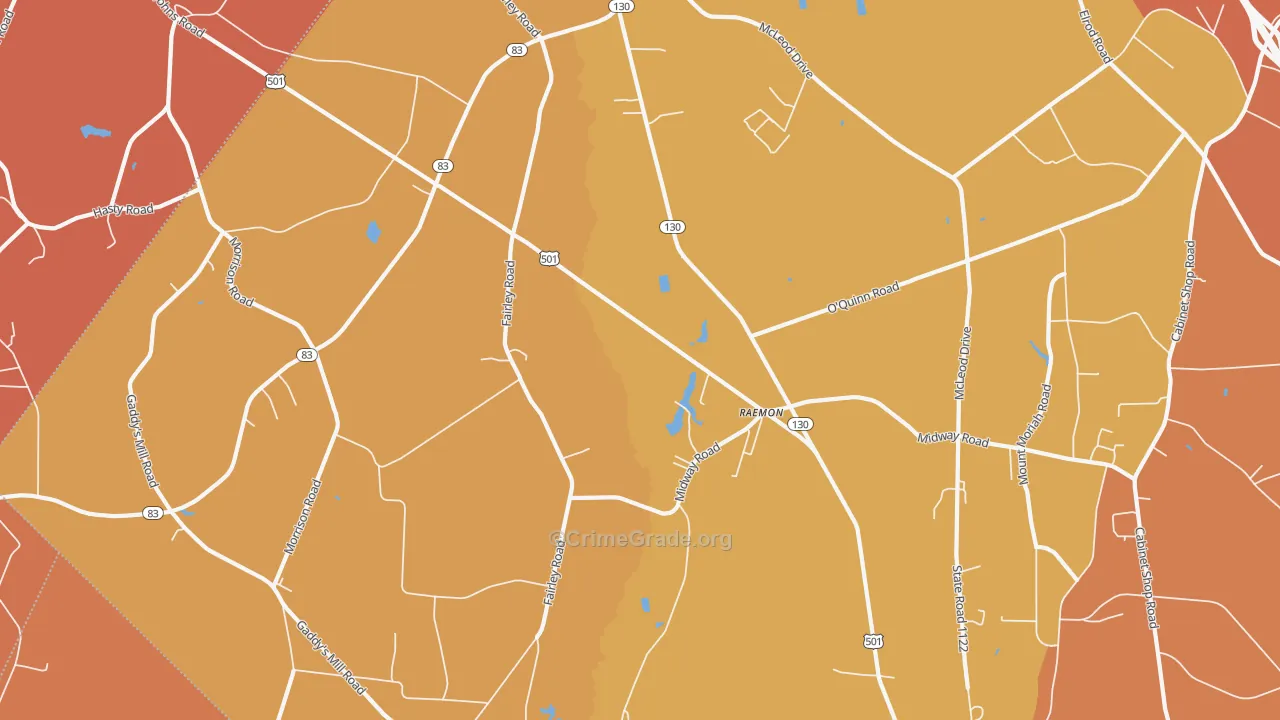Raemon, NC Map of Assault Rates