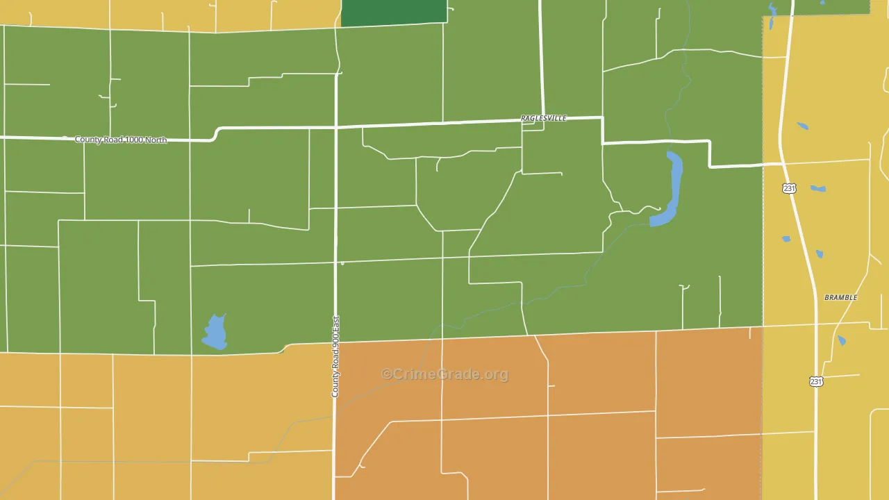 Raglesville, IN Map of Assault Rates