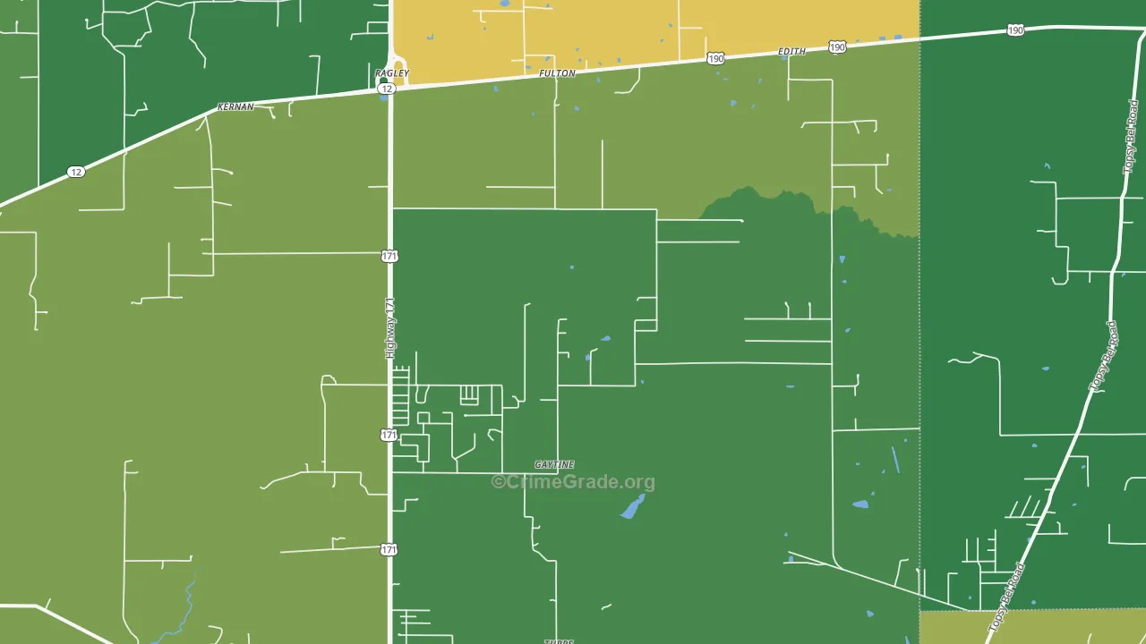 Ragley, LA Map of Assault Rates