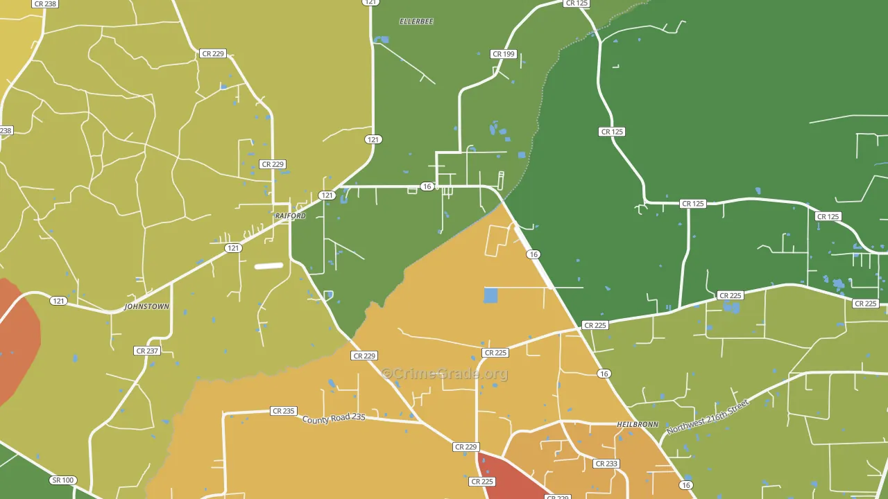 Raiford, FL Map of Assault Rates