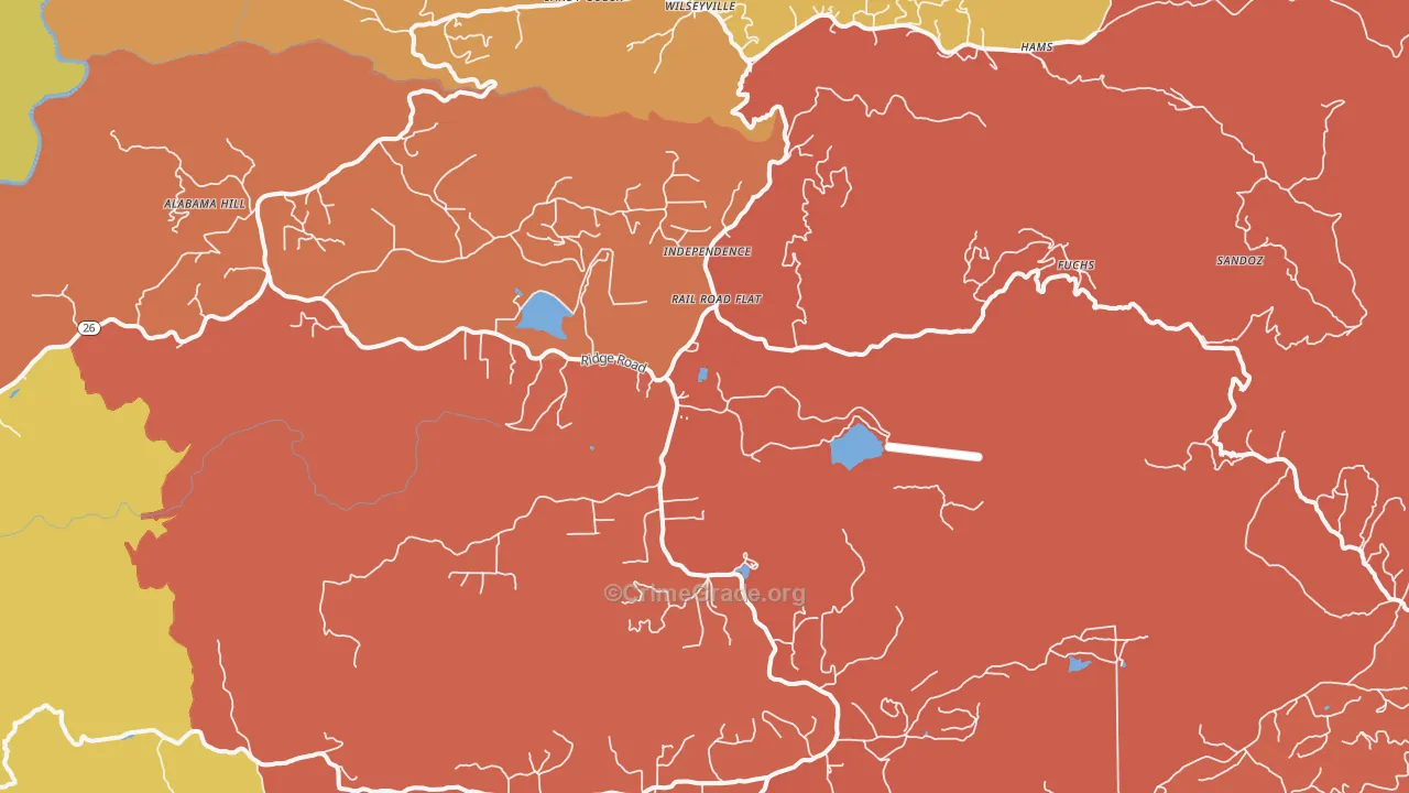Rail Road Flat, CA Map of Assault Rates