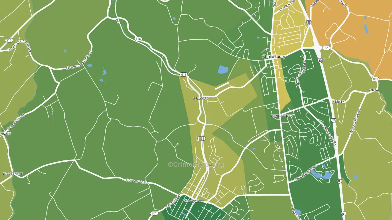 Railroad, PA Map of Assault Rates