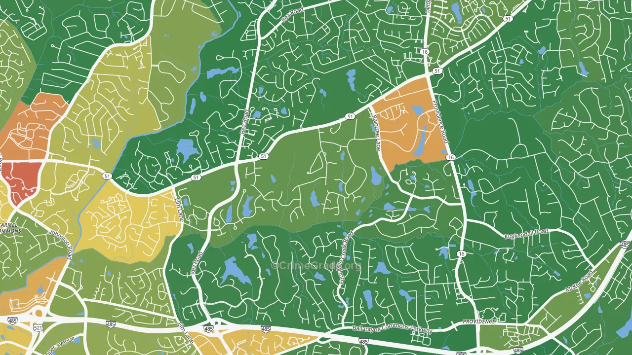 Rain Tree, Charlotte, NC Map of Assault Rates