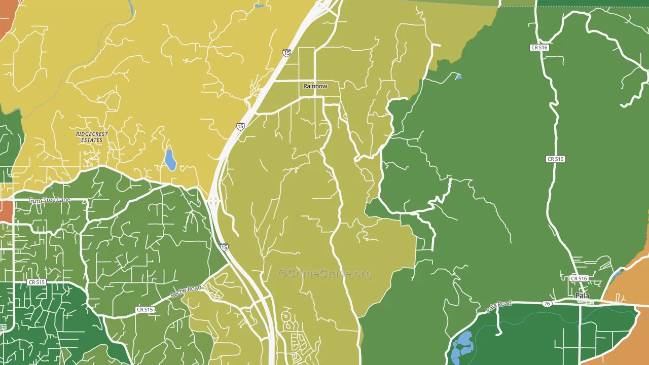Rainbow, CA Map of Assault Rates