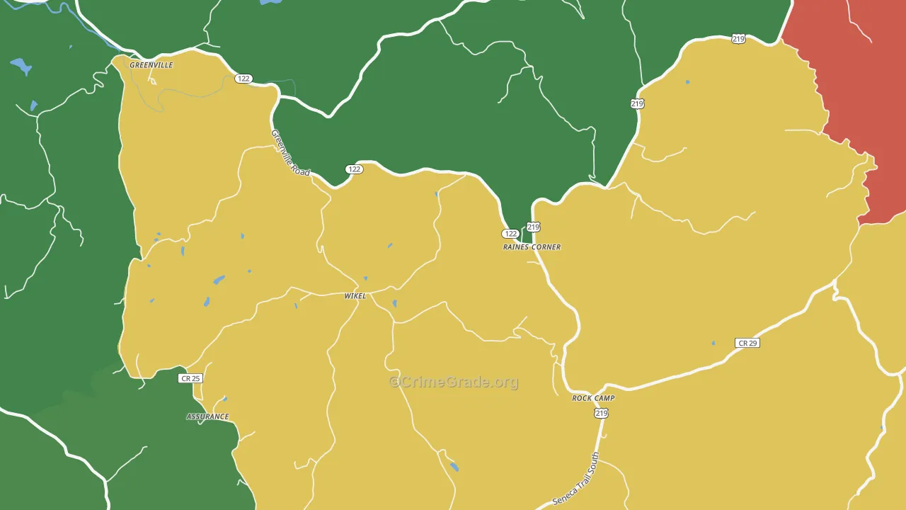Raines Corner, WV Map of Assault Rates