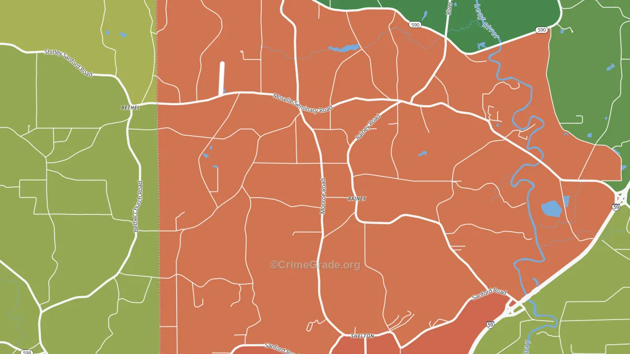 Rainey, MS Map of Assault Rates