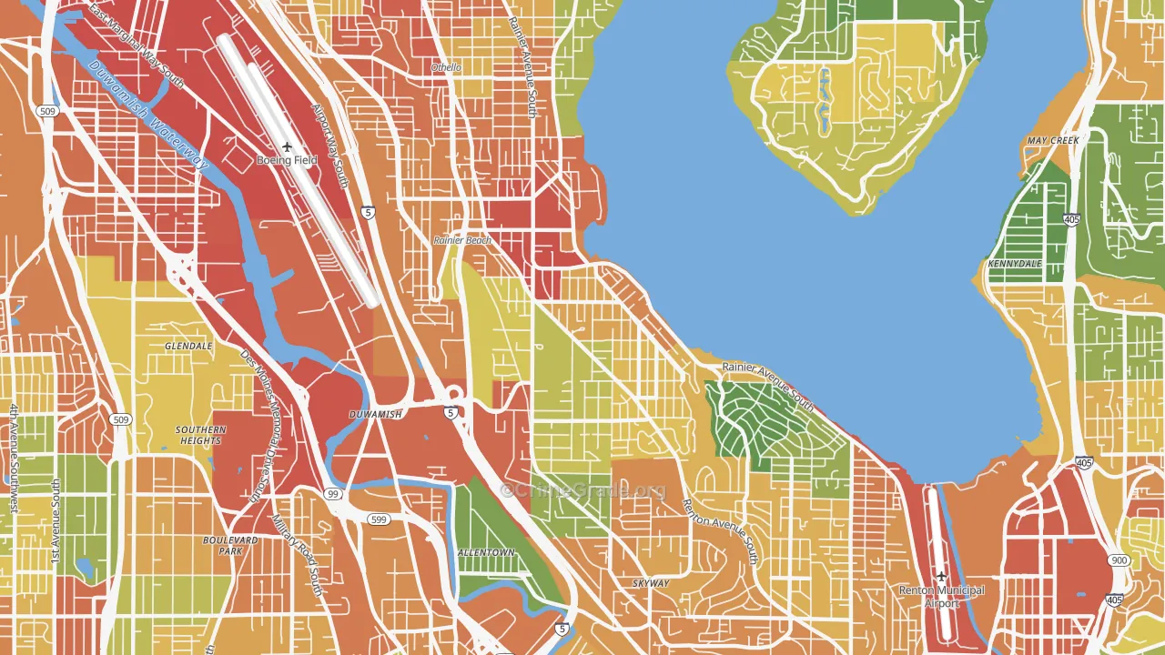 Rainier Beach, Seattle, WA Map of Assault Rates
