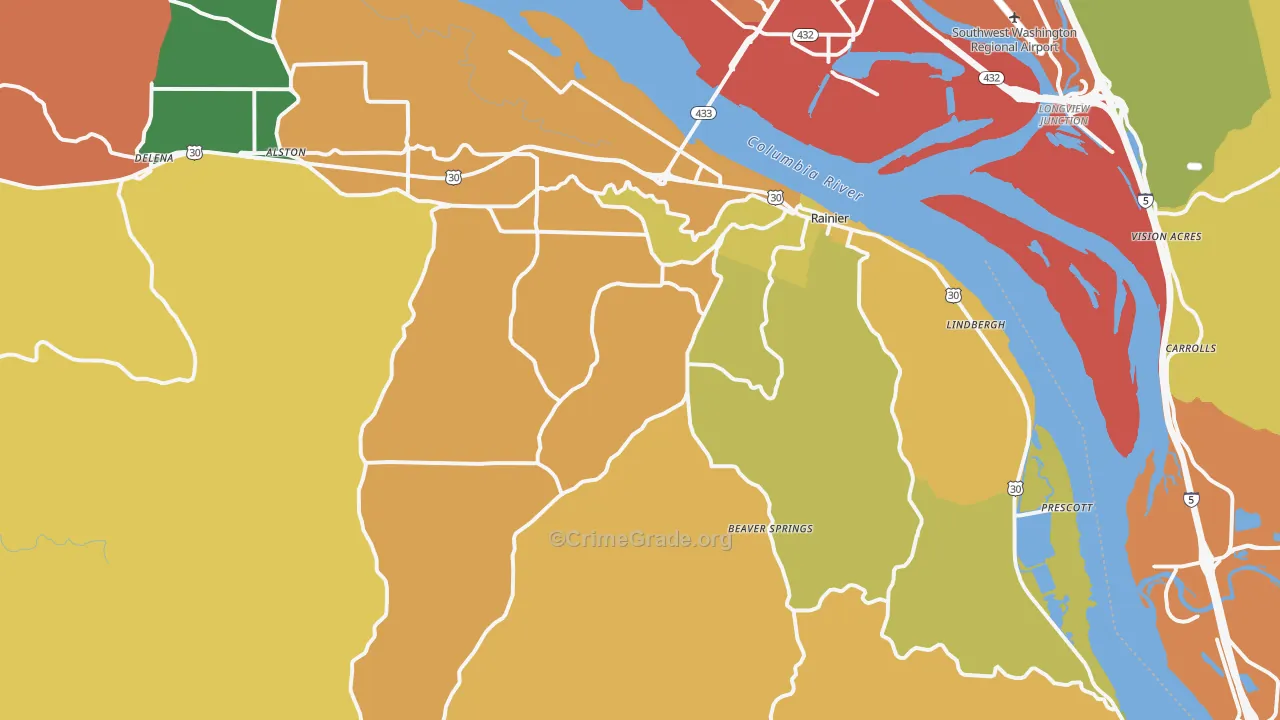Rainier, OR Map of Assault Rates