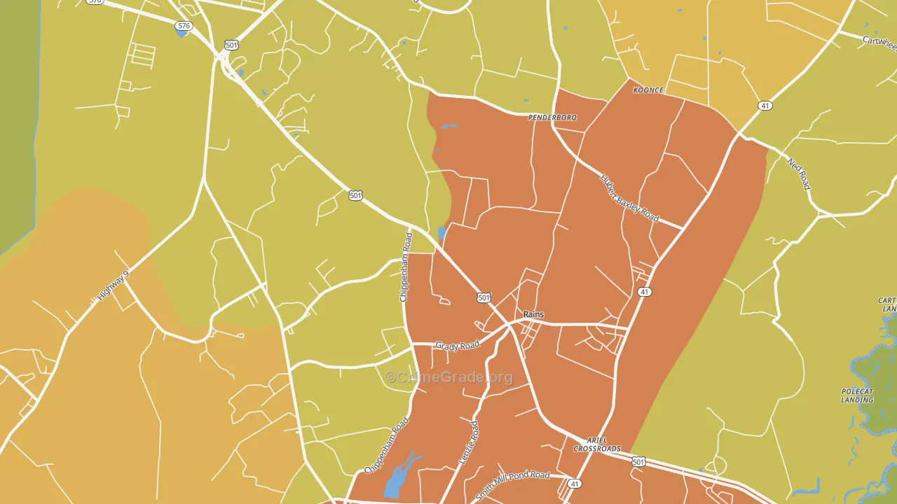 Rains, SC Map of Assault Rates
