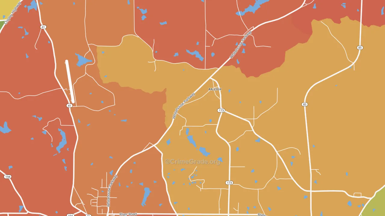 Raleigh, GA Map of Assault Rates