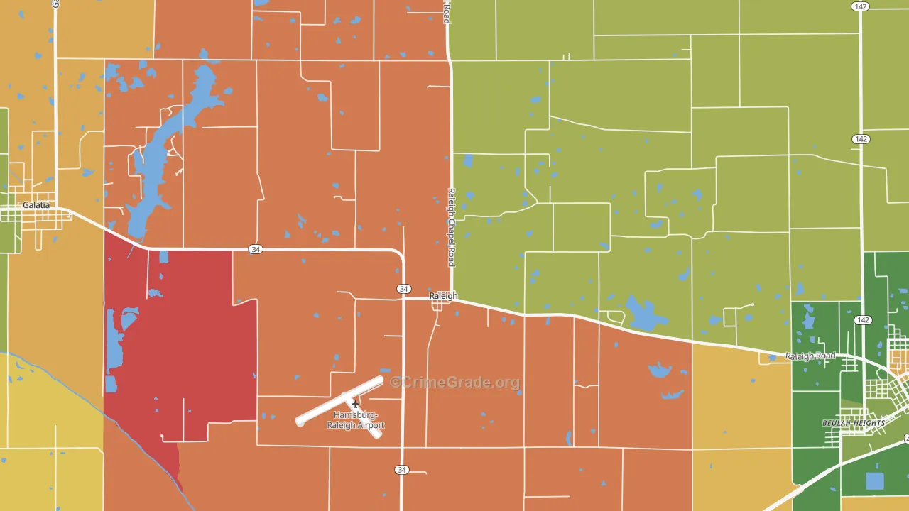 Raleigh, IL Map of Assault Rates