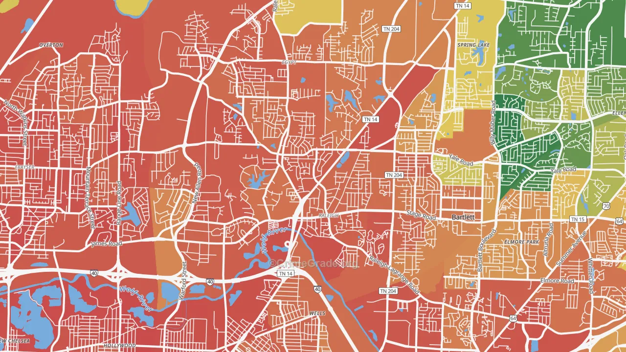 Raleigh, Memphis, TN Map of Assault Rates