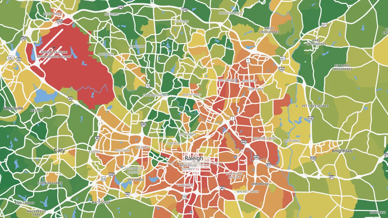 Raleigh, NC Map of Assault Rates