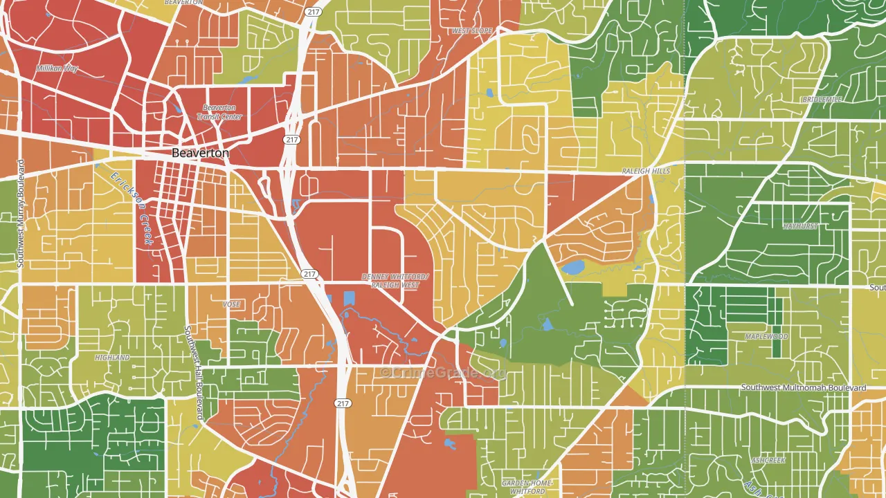 Raleigh West, Beaverton, OR Map of Assault Rates