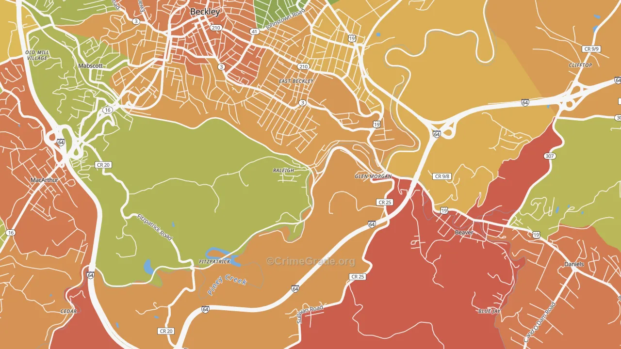 Raleigh, WV Map of Assault Rates