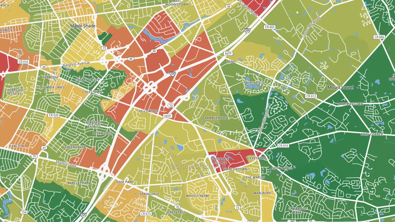 Ramblewood, NJ Map of Assault Rates