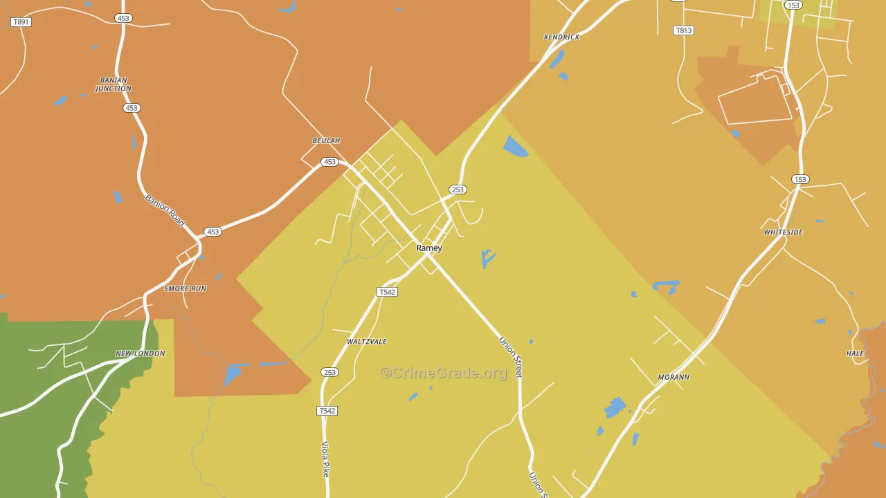 Ramey, PA Map of Assault Rates