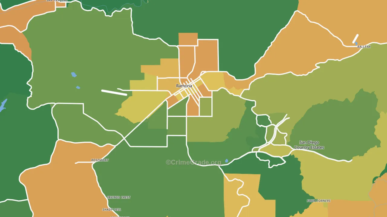 Ramona, CA Map of Assault Rates