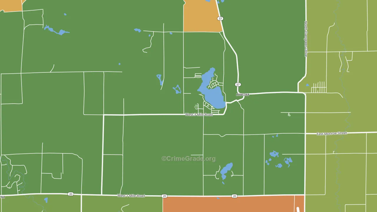 Ramona, MI Map of Assault Rates