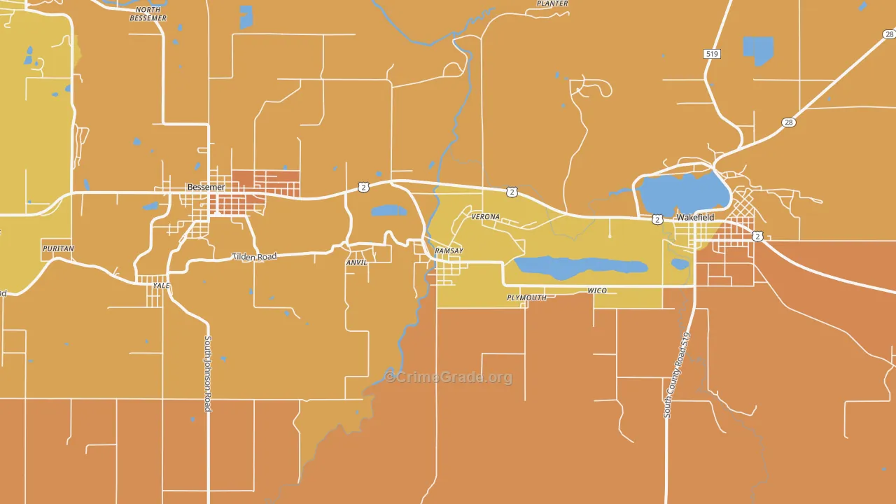 Ramsay, MI Map of Assault Rates