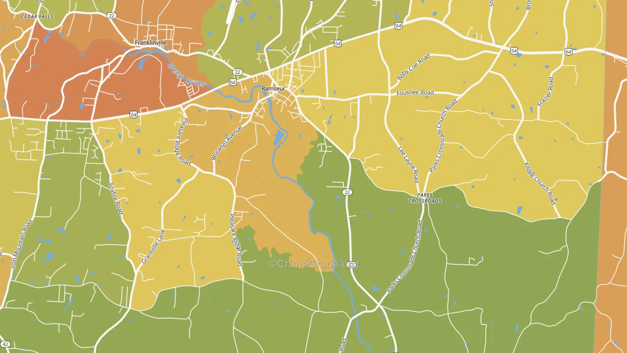 Ramseur, NC Map of Assault Rates