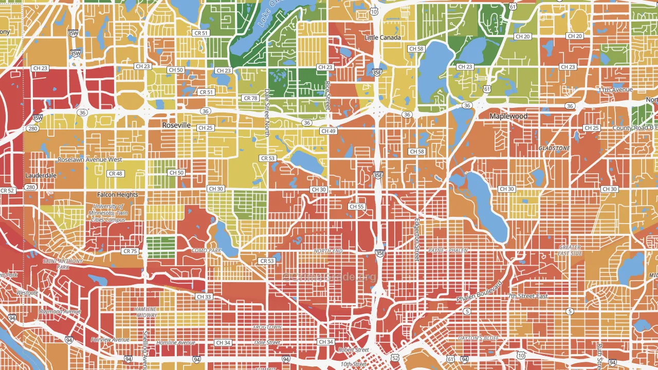 Ramsey County, MN Map of Assault Rates