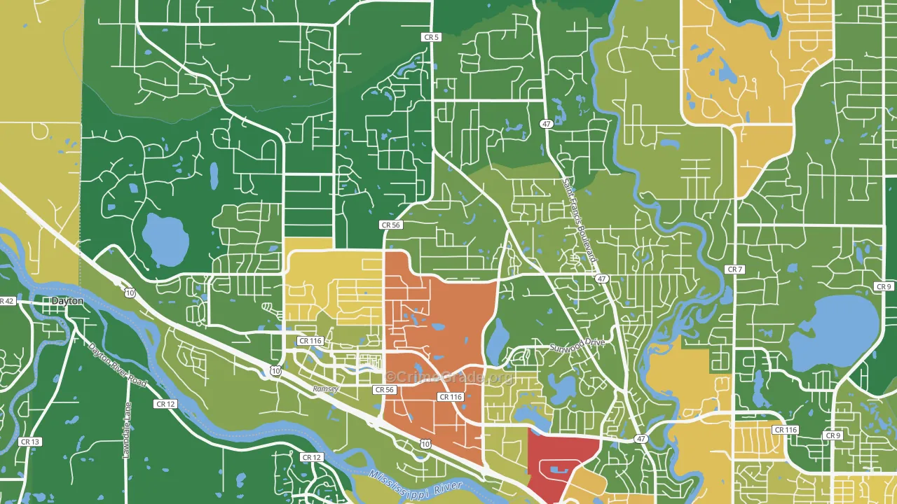 Ramsey, MN Map of Assault Rates