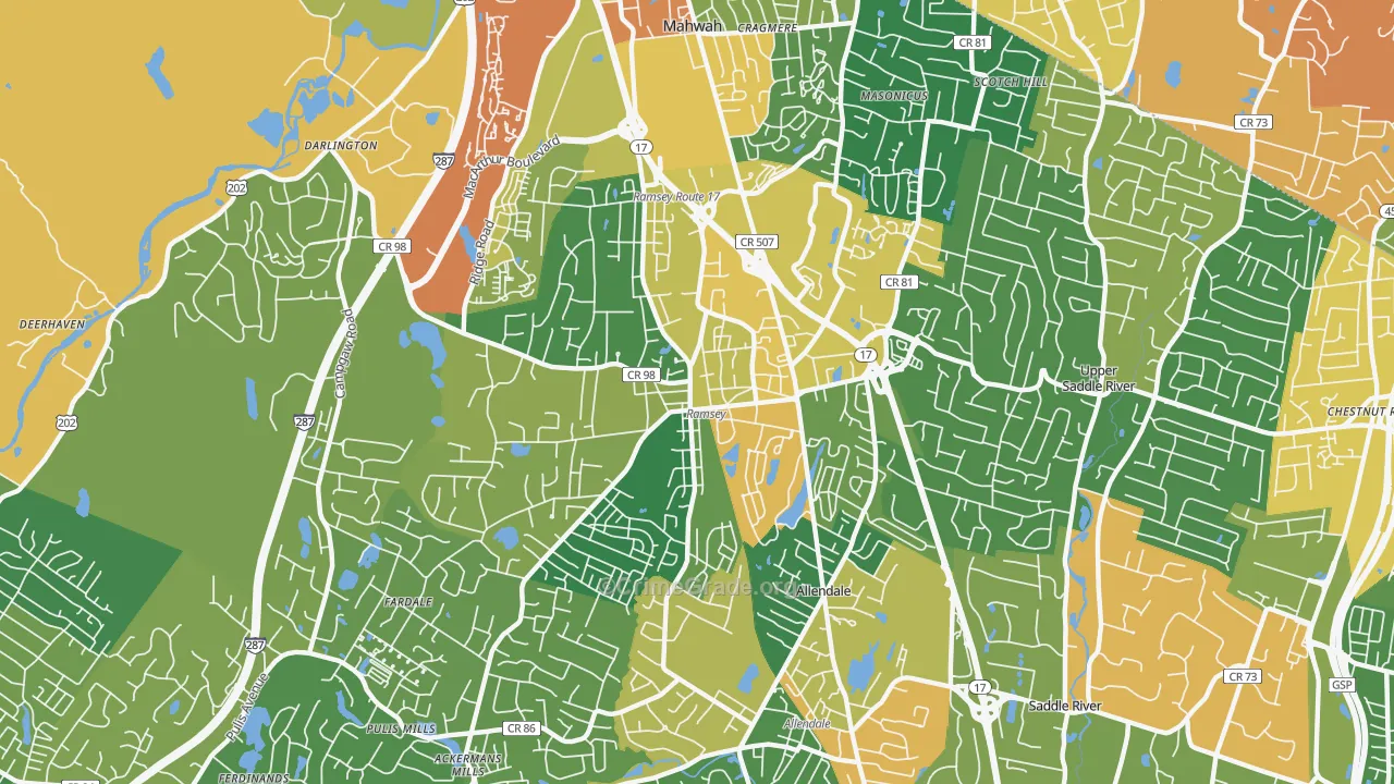 Ramsey, NJ Map of Assault Rates