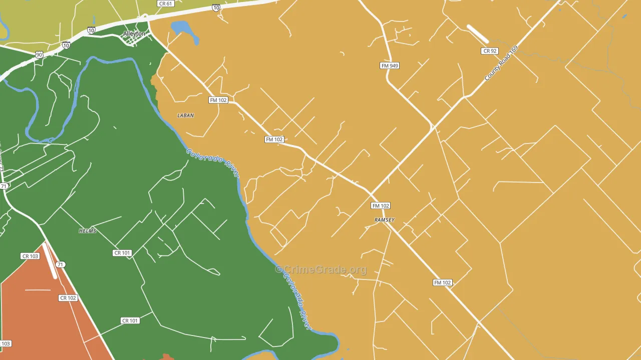 Ramsey, TX Map of Assault Rates