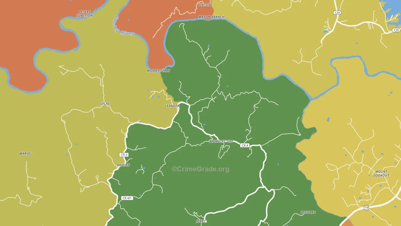 Ramsey, WV Map of Assault Rates