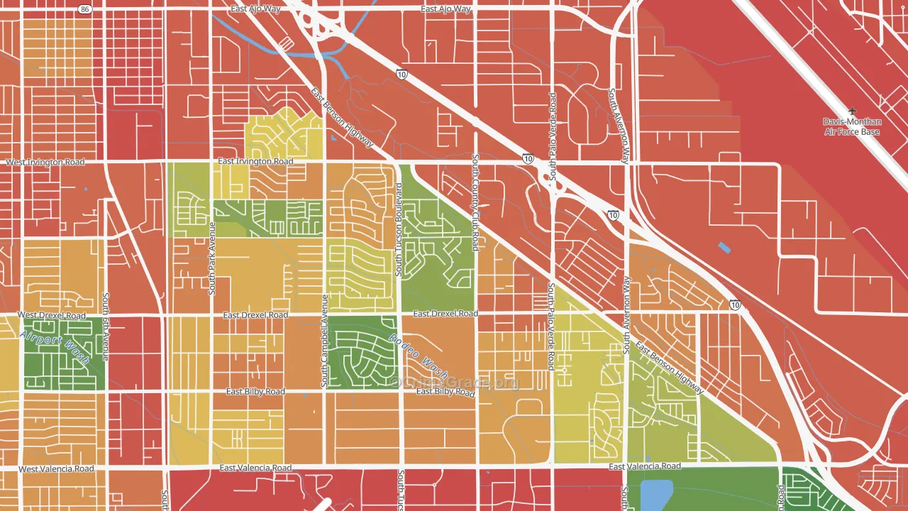 Rancho Buena, Tucson, AZ Map of Assault Rates