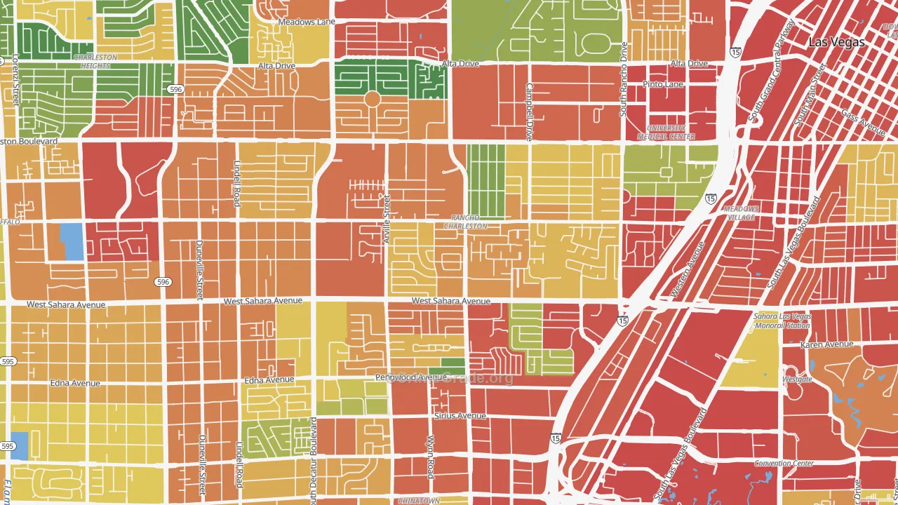 Rancho Charleston, Las Vegas, NV Map of Assault Rates