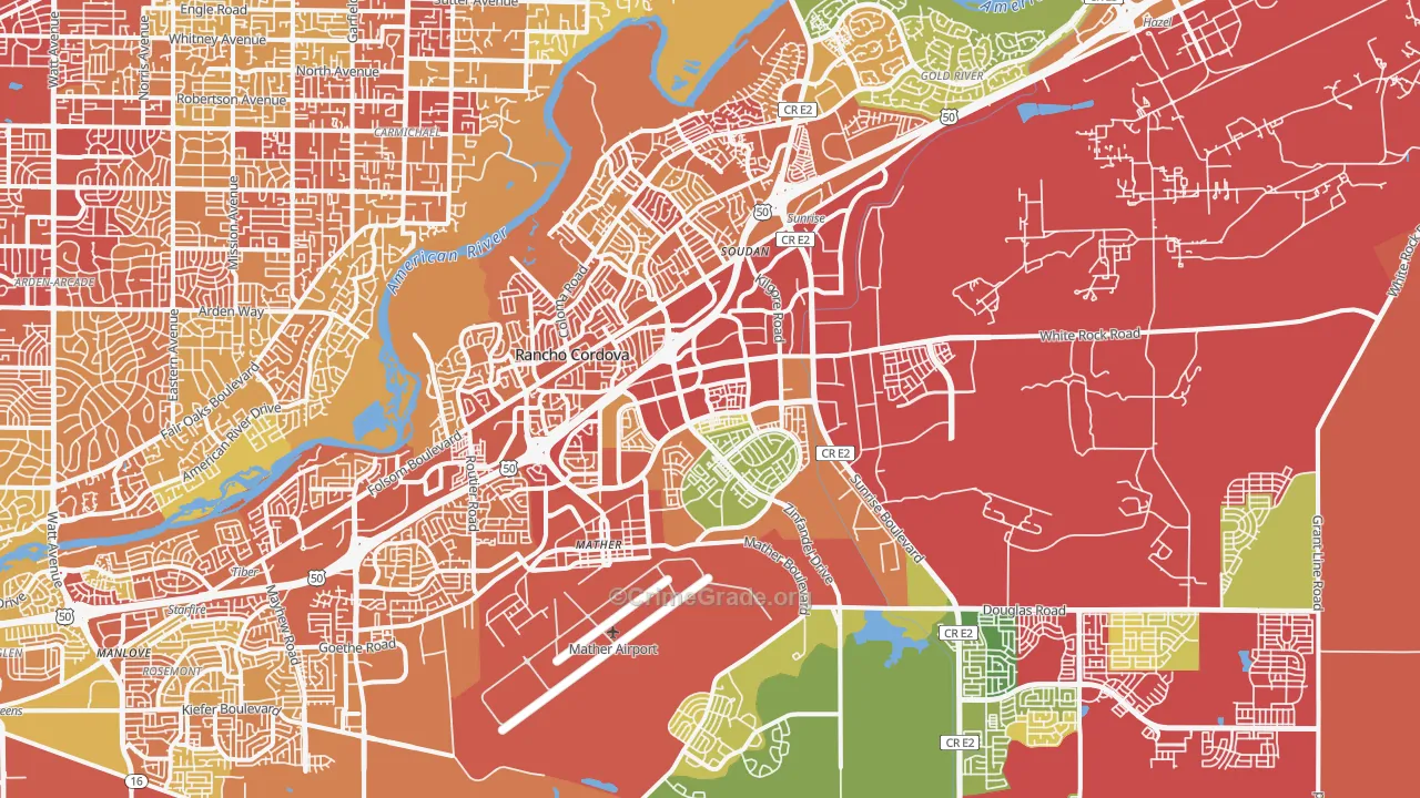 Rancho Cordova, CA Map of Assault Rates