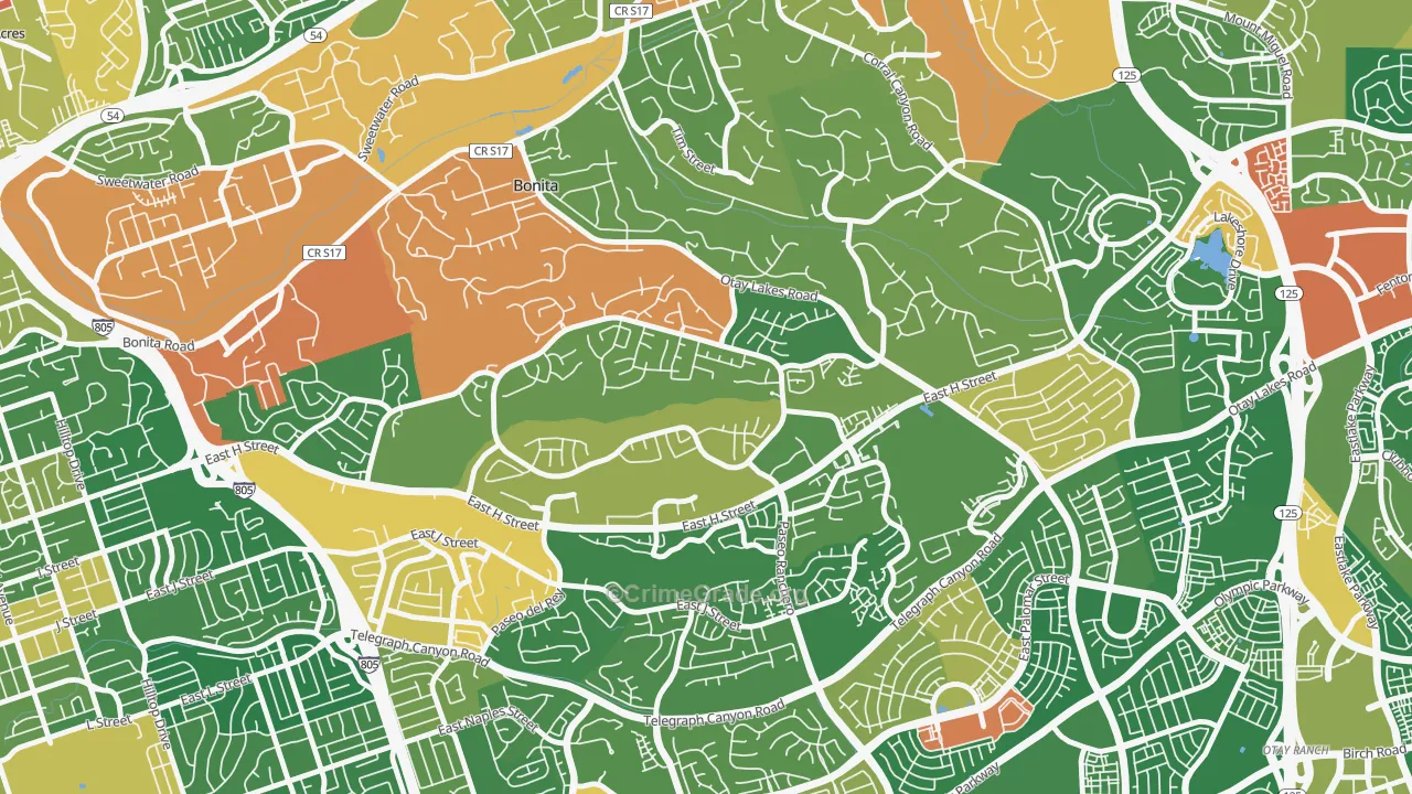 Rancho del Rey, Chula Vista, CA Map of Assault Rates