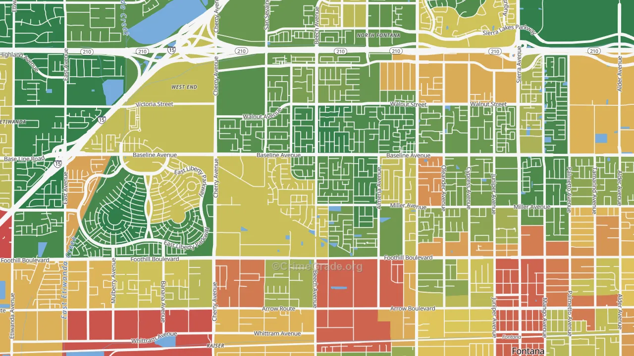 Rancho Fontana, Fontana, CA Map of Assault Rates