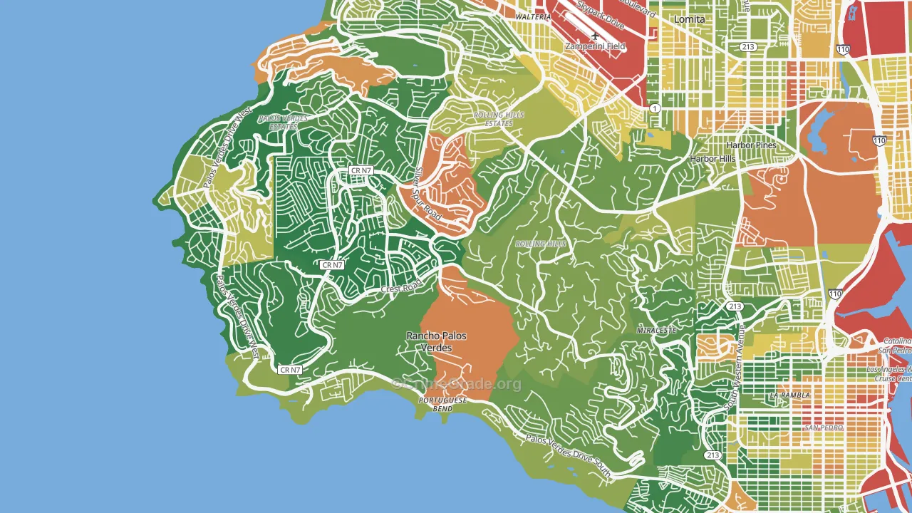 Rancho Palos Verdes, CA Map of Assault Rates