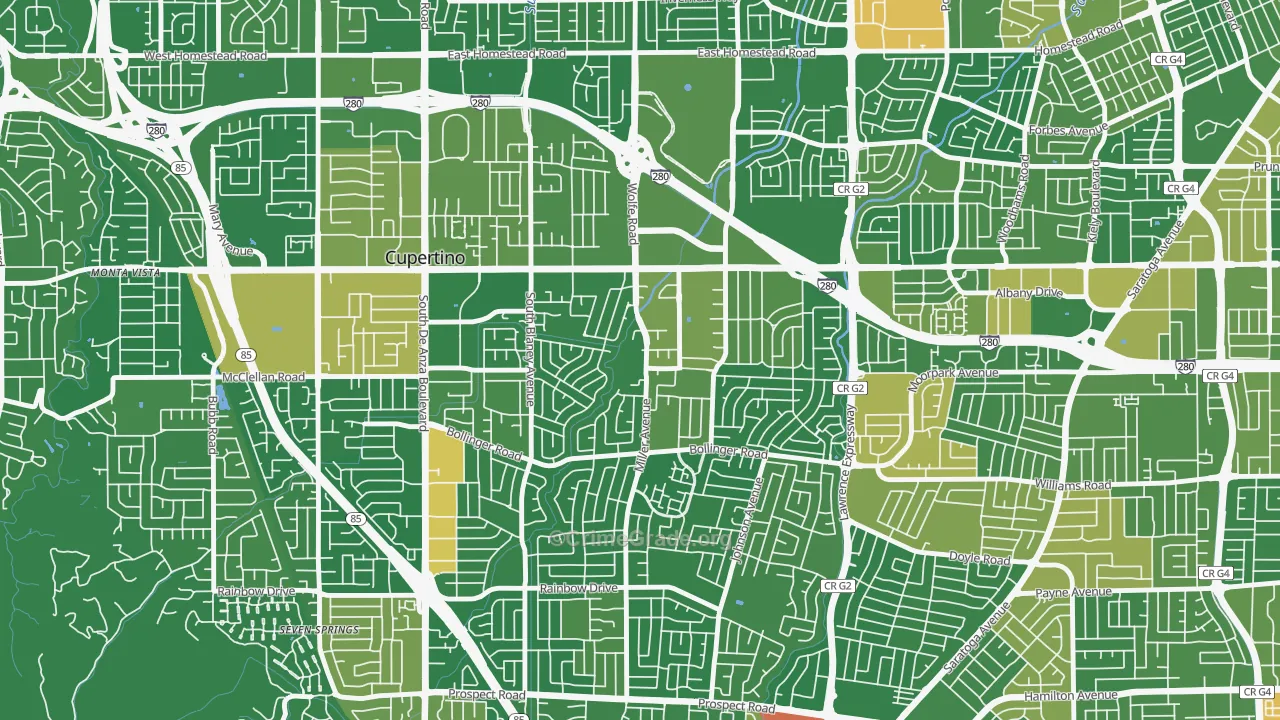 Rancho Rinconada, Cupertino, CA Map of Assault Rates