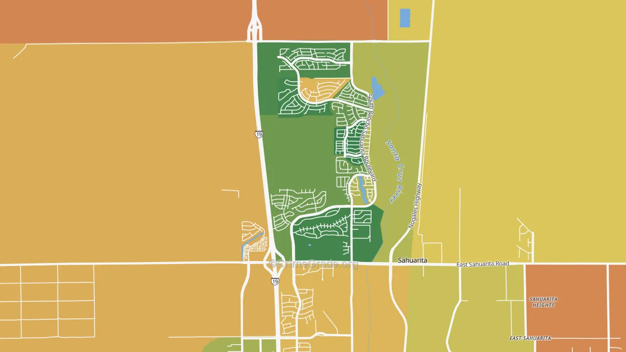 Rancho Sahuarita, Sahuarita, AZ Map of Assault Rates