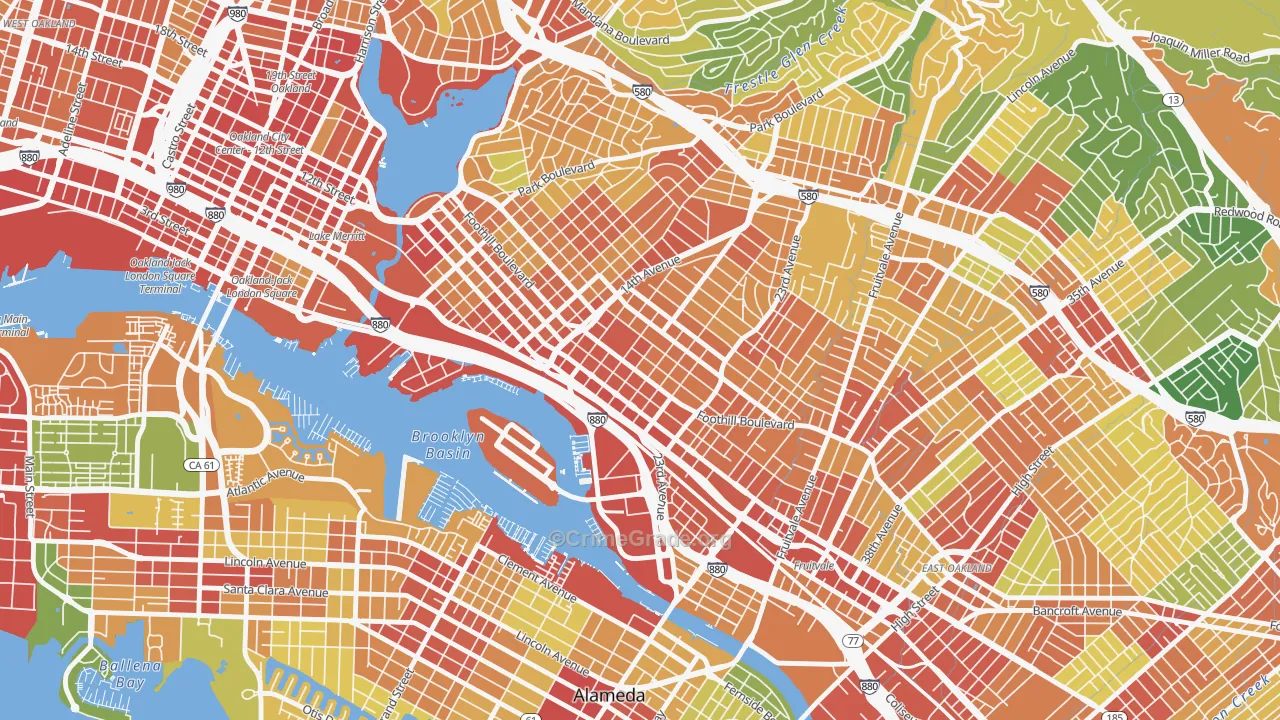 Rancho San Antonio, Oakland, CA Map of Assault Rates