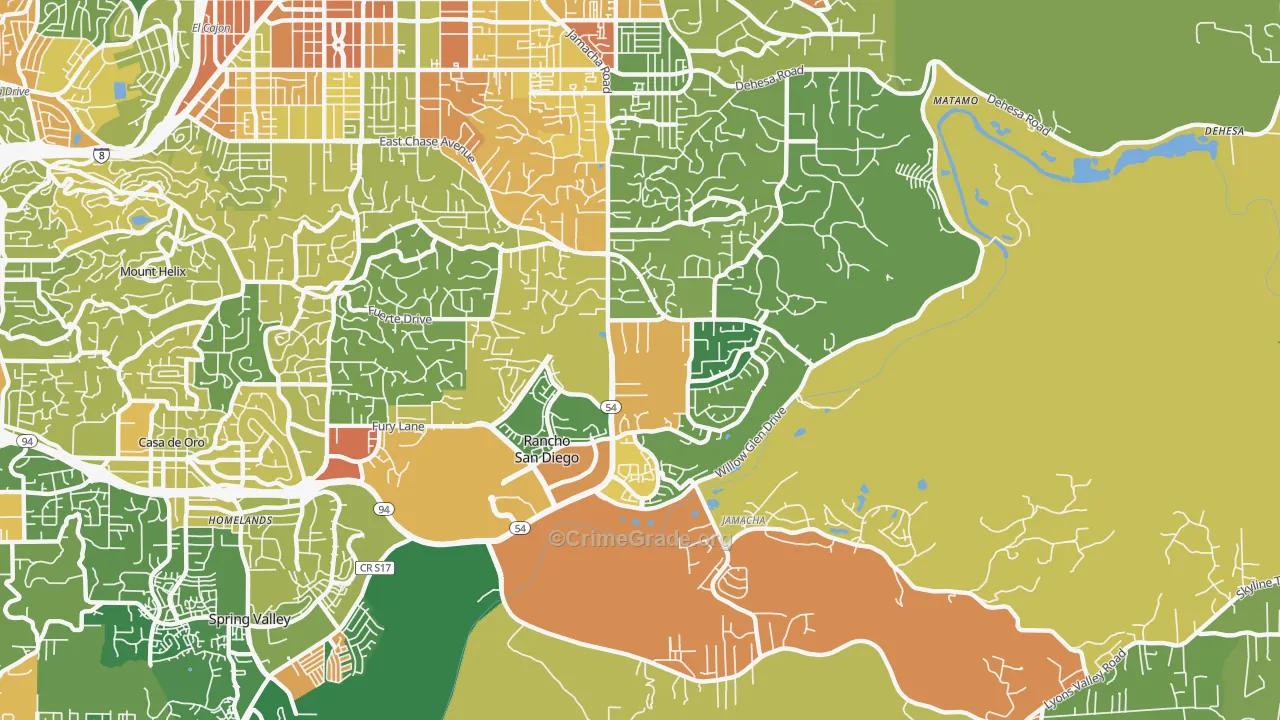 Rancho San Diego, CA Map of Assault Rates